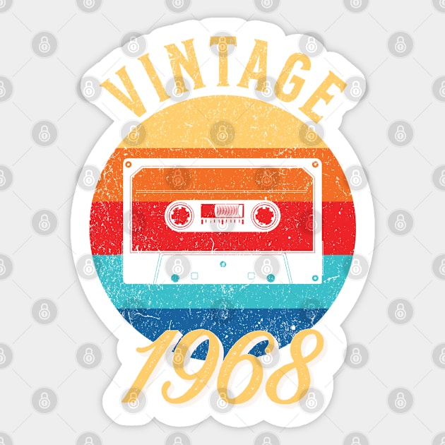 Vintage Year Since 1968 | Cassette | 54th Birthday Gift Sticker by jiromie